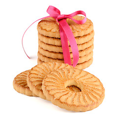 Image showing Festive wrapped rings biscuits