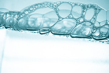 Image showing Air bubbles in blue water