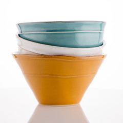 Image showing Three colored bowls