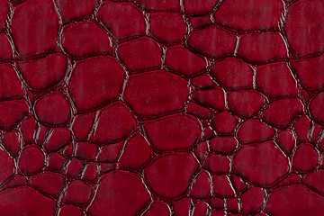 Image showing Red leather texture closeup