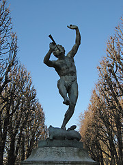 Image showing Paris - flute player sculpture in the Luxembourk Park