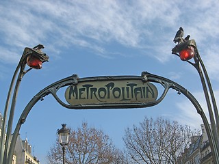 Image showing Paris - old subsway station panel in Pigalle