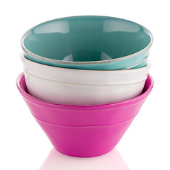 Image showing Three colored bowls