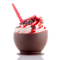 Image showing Strawberry and chocolate pastry mousse