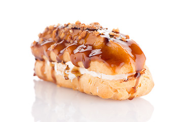 Image showing Eclair with caramel decoration