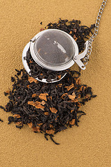 Image showing Black dry tea with petals