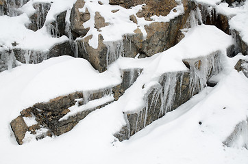 Image showing Snow on rock