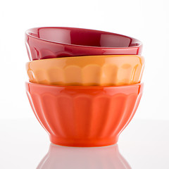 Image showing Three colored bowls