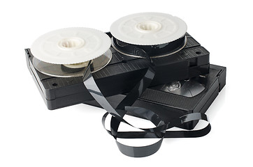 Image showing Two videotapes and reel