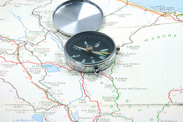 Image showing compass on map