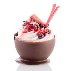 Image showing Strawberry and chocolate pastry mousse