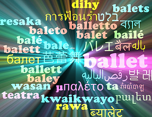 Image showing Ballet multilanguage wordcloud background concept glowing