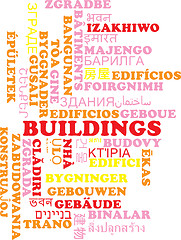 Image showing Buildings multilanguage wordcloud background concept