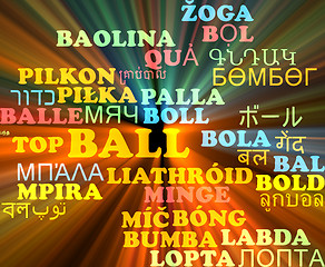 Image showing Ball multilanguage wordcloud background concept glowing