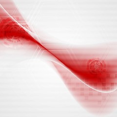 Image showing Red wavy tech abstract background