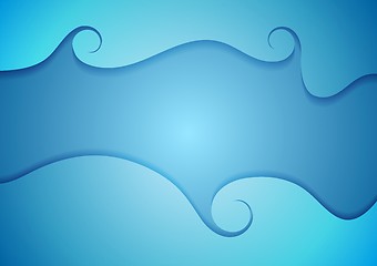 Image showing Abstract bright blue corporate wavy swirl background