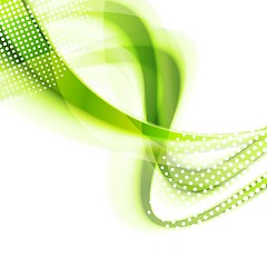 Image showing Abstract green smooth wavy bright background