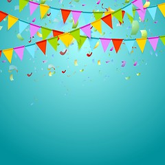 Image showing Party flags colorful celebrate abstract background with confetti