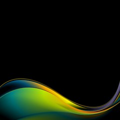 Image showing Dark colorful iridescent wavy background