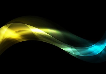 Image showing Dark smooth iridescent vector waves background