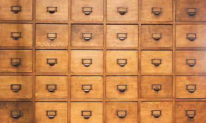 Image showing Apothecary wood chest with drawers