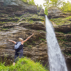 Image showing Active sporty woman relaxing in beautiful nature.