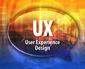 Image showing UX acronym definition speech bubble illustration