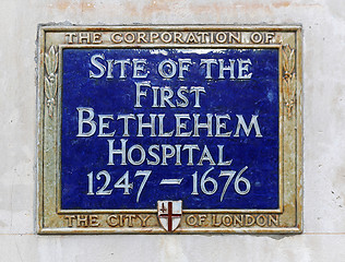 Image showing Bethlehem Hospital Plaque