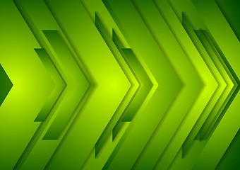 Image showing Abstract vector shiny tech background. Green arrows