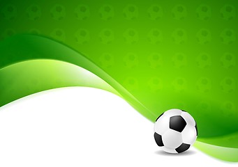 Image showing Green wavy soccer texture background with ball