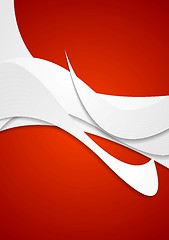 Image showing Abstract grey wavy pattern on red background