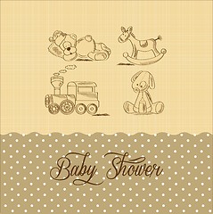 Image showing baby shower card with retro toys