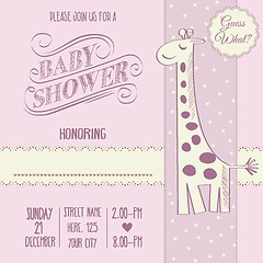 Image showing baby girl shower card with retro toy