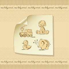 Image showing baby shower card with retro toys