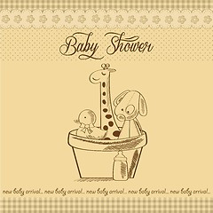 Image showing baby shower card with retro toys