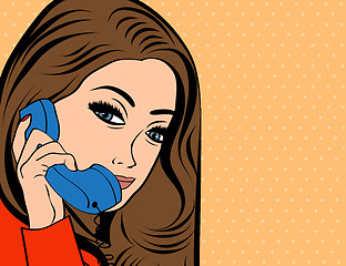 Image showing woman chatting on the phone, pop art illustration