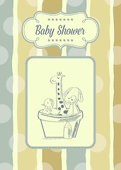 Image showing baby shower card with retro toys