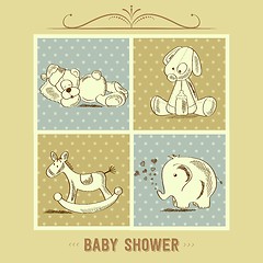 Image showing baby shower card with retro toys