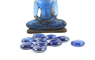 Image showing Blue healing stones and blue buddha.