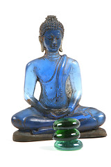 Image showing Blue glass Buddha