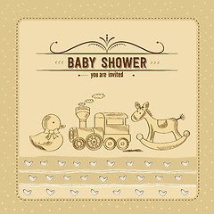 Image showing baby shower card with retro toys