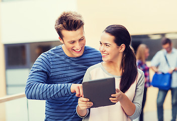 Image showing group of smiling students tablet pc computer