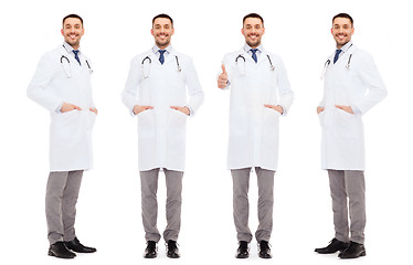 Image showing happy doctors with stethoscope showing thumbs up