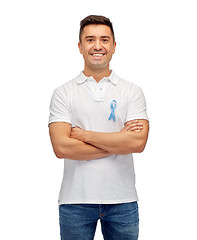 Image showing happy man with prostate cancer awareness ribbon