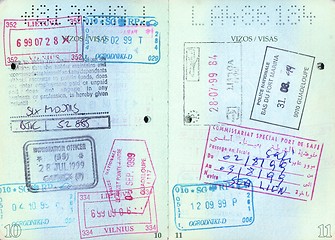 Image showing Travel passport with visas