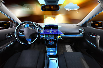 Image showing car salon with navigation system and meteo sensors