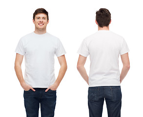 Image showing smiling young man in blank white t-shirt