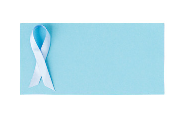 Image showing blue prostate cancer awareness ribbon on paper