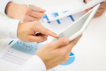 Image showing close up of businessman hands with tablet pc