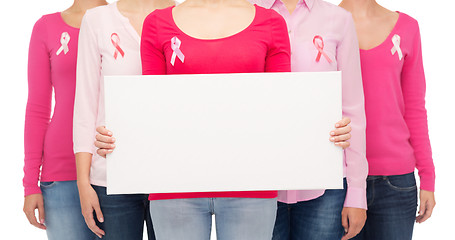 Image showing close up of women with cancer awareness ribbons